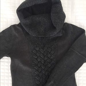 Sweater dress with cowl neck.